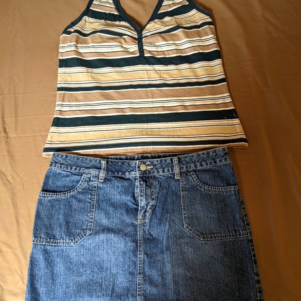 Women's 2 Piece Outfit - Jean Skirt & Halter top